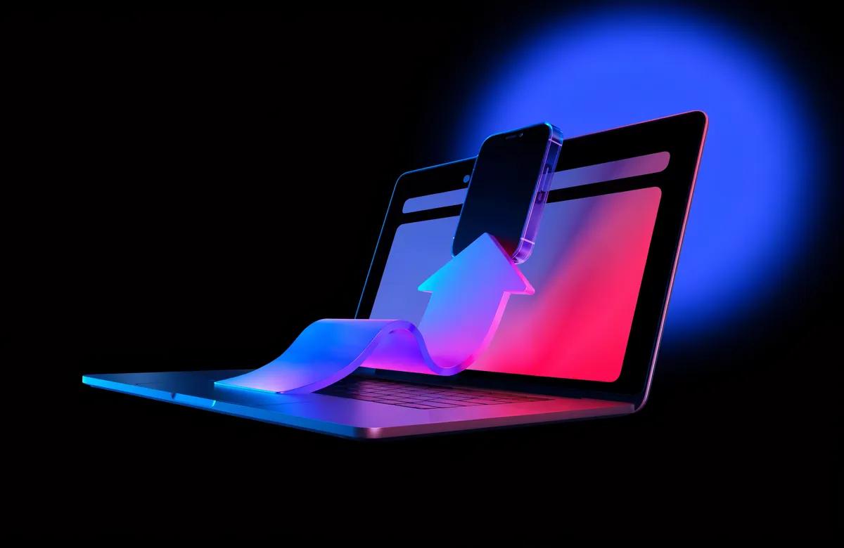 Laptop met een geopende website, klaar om om te zetten