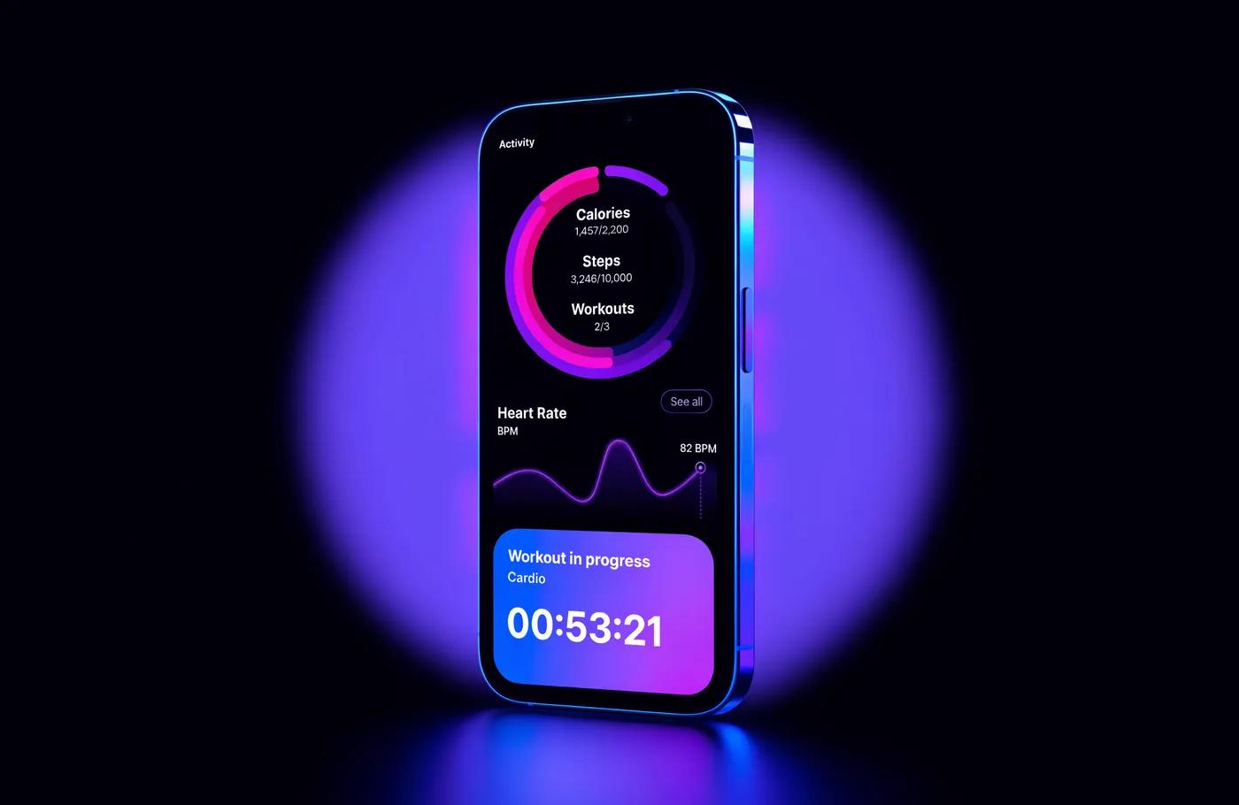 Fitness-app met een work-out in uitvoering